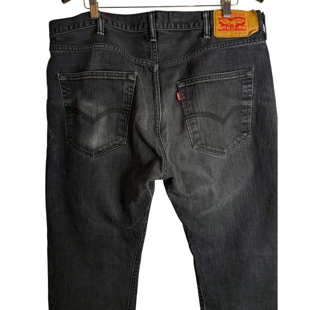 Levis 501 Original Fit Button Fly Jeans Faded Black Straight Leg 40x30